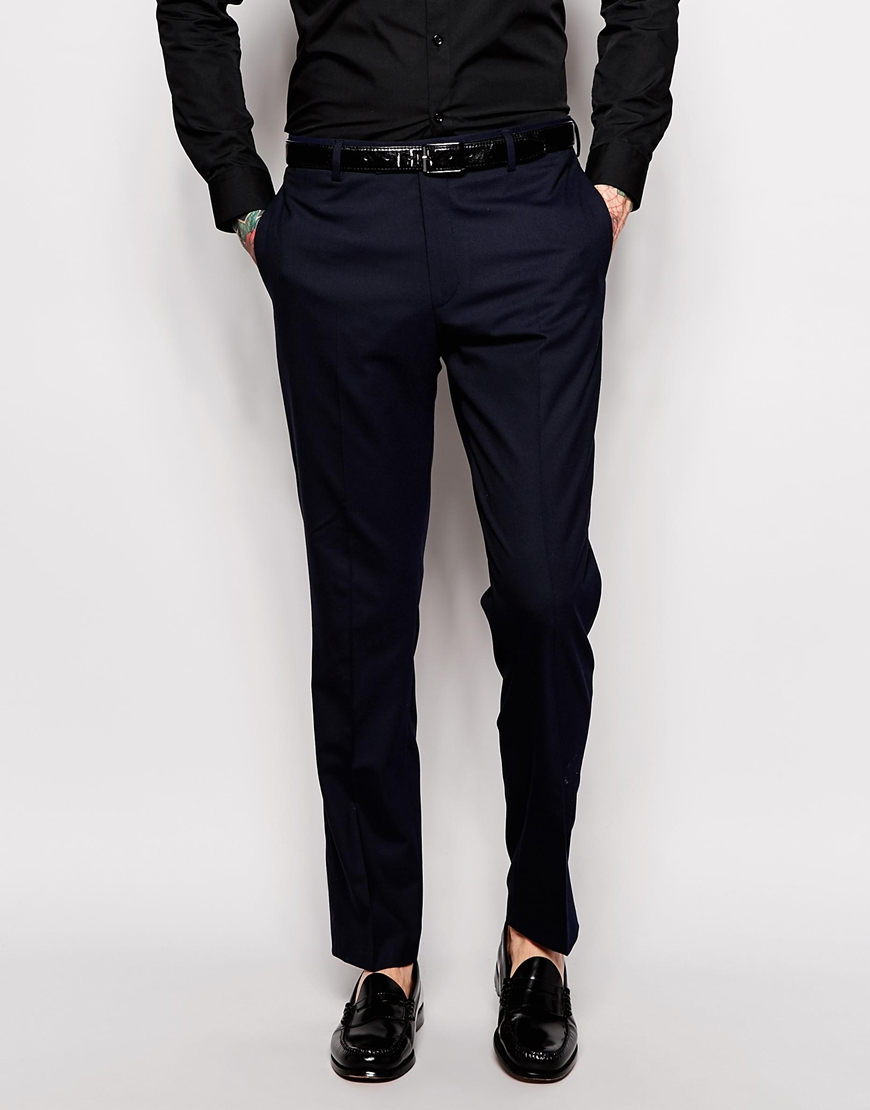 Lyst - ASOS Slim Fit Tuxedo Trousers in Blue for Men
