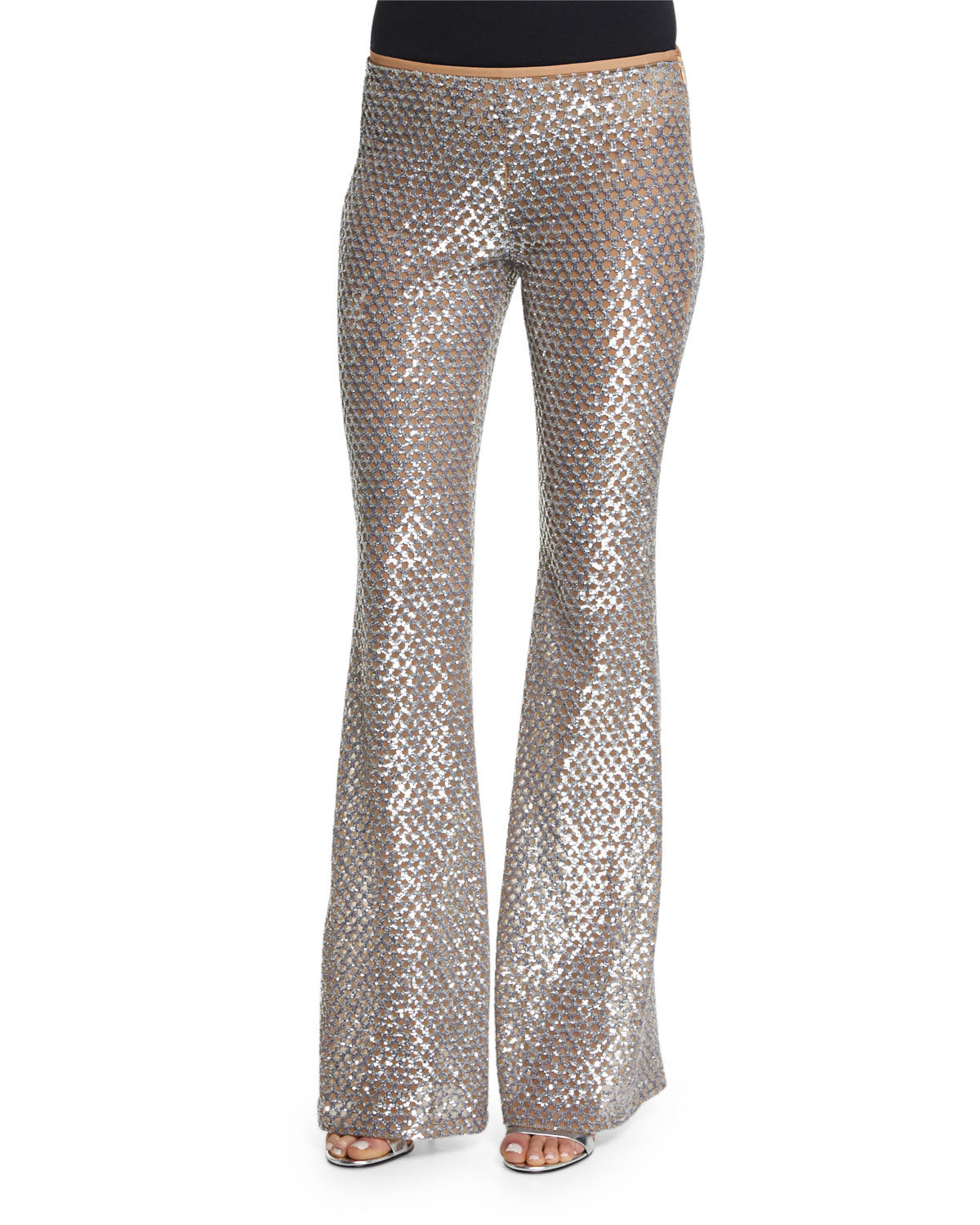 Lyst - Michael Kors Embellished Flare Pants in Metallic