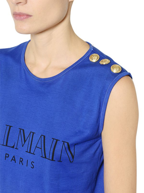 blue balmain t shirt