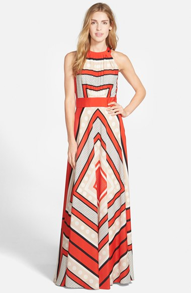 Eliza j Scarf Print Woven Maxi Dress in Red (multi) | Lyst