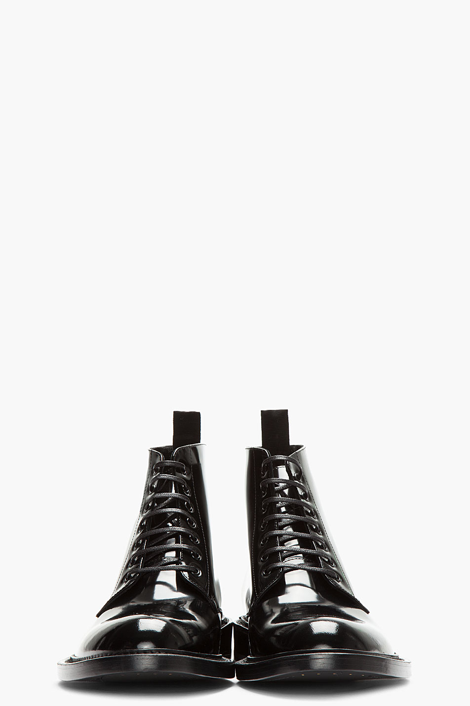 Saint Laurent Black Patent Leather Combat Boots for Men Lyst