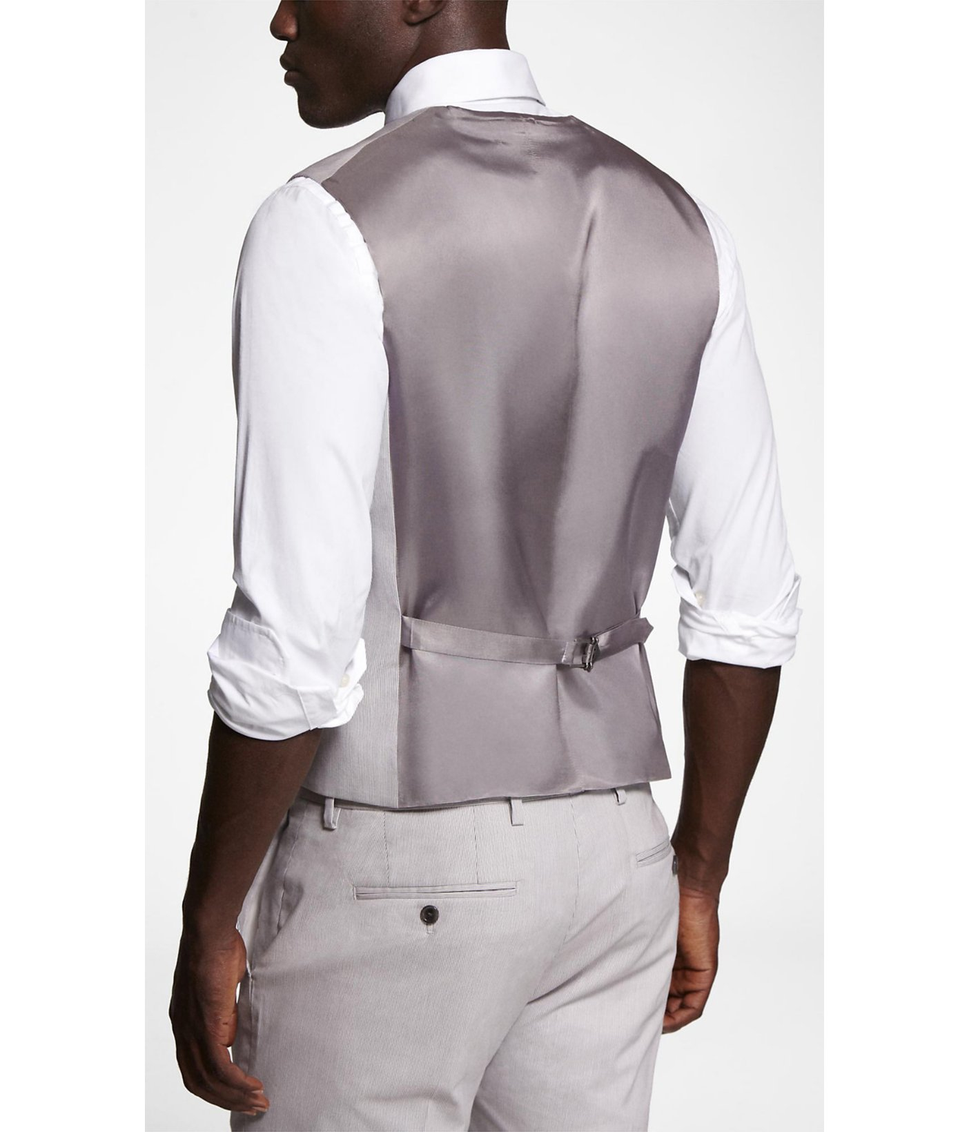Lyst Express Pinstripe Stretch Cotton Suit Vest in Gray for Men