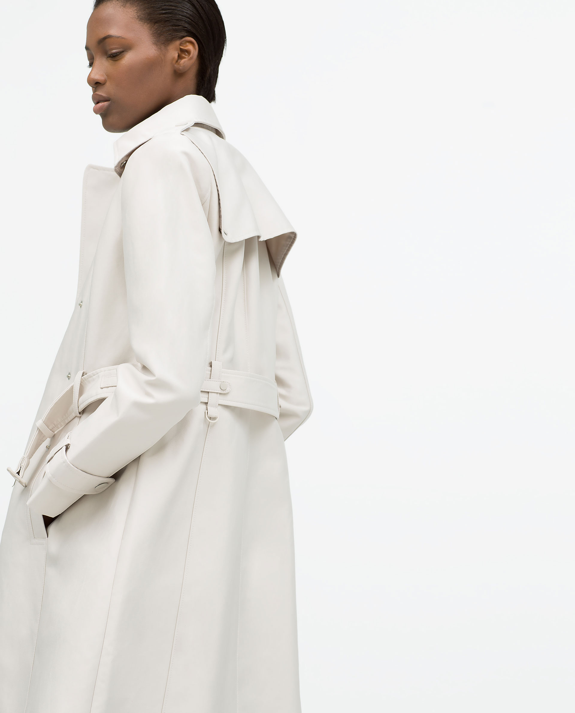 Zara Hooded Cotton Trench Coat In Natural Lyst Gallery