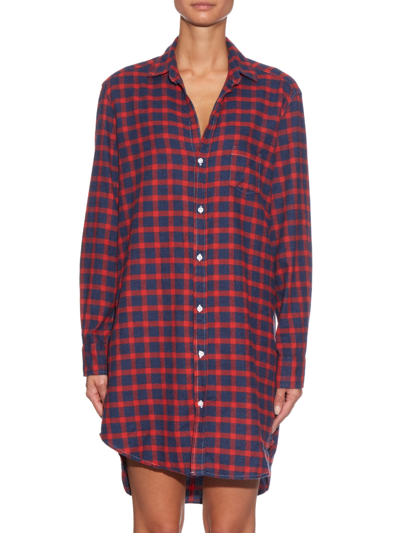 Frank Eileen Mary Checked Flannel Shirtdress In Blue Lyst