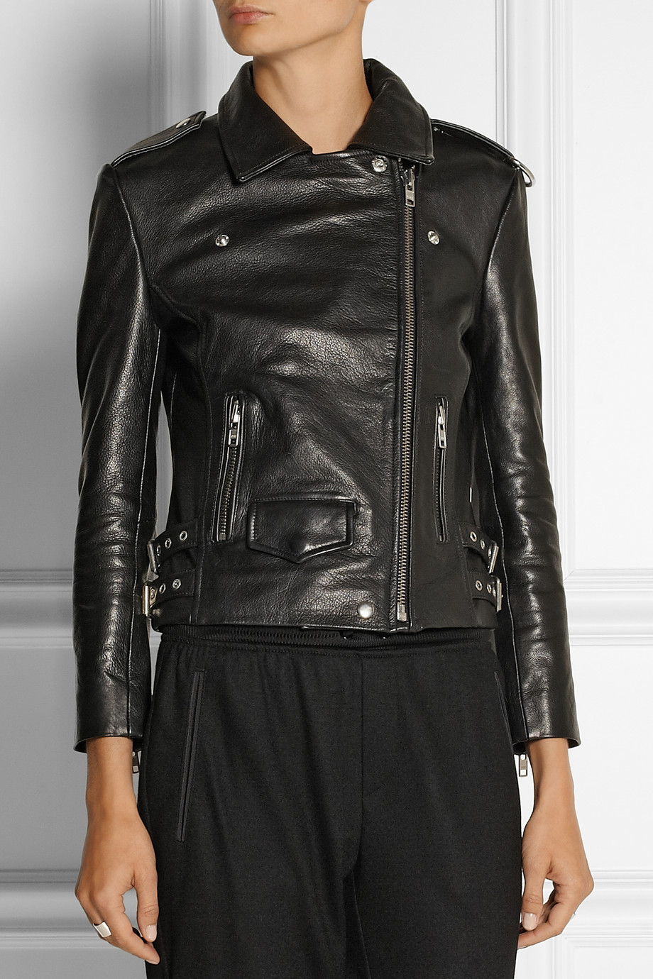 Oak Rider Leather Biker Jacket In Black Lyst Oak Rider Leather Biker Jacket In Black