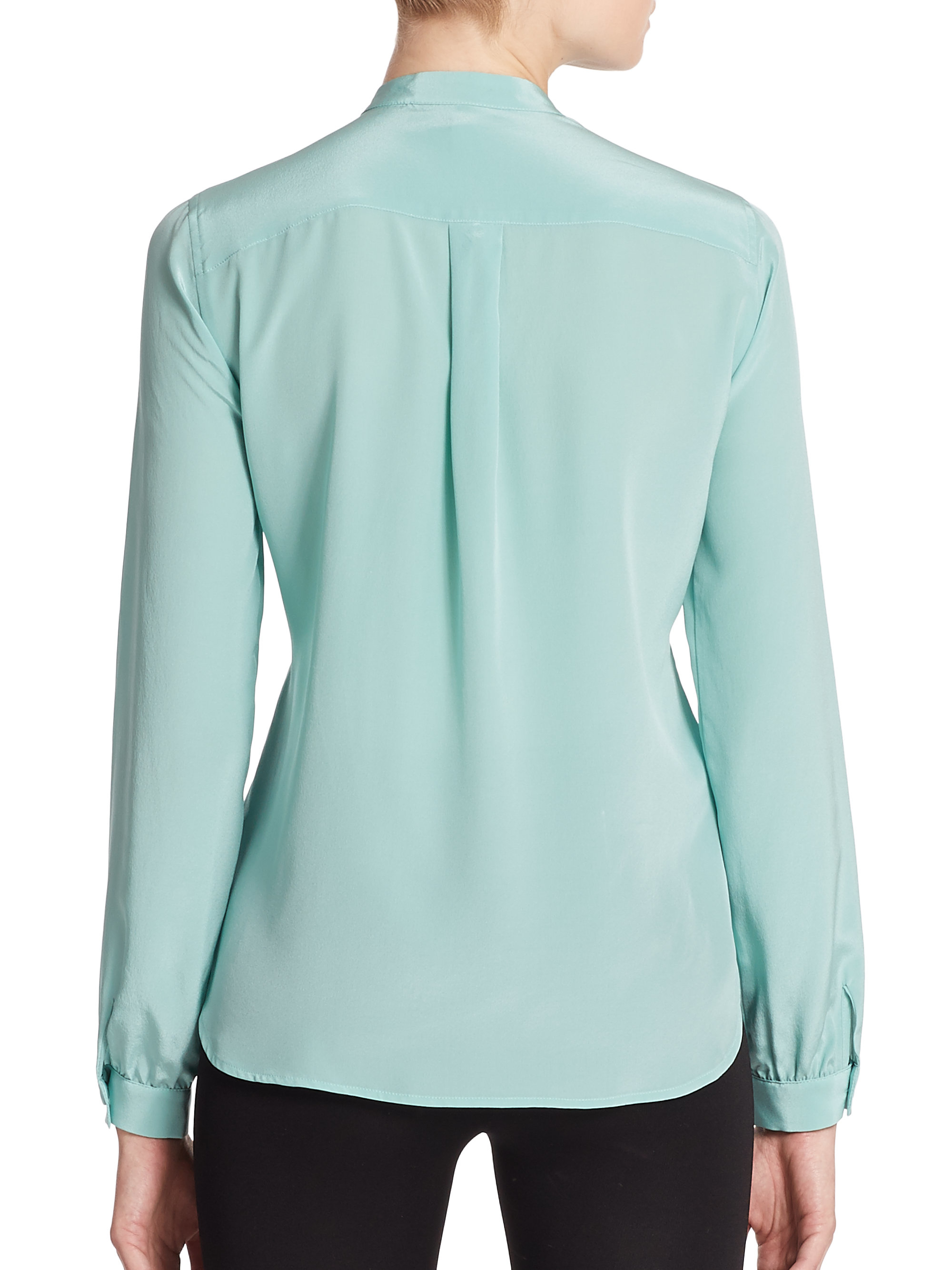 Bcbgmaxazria Marteena Silk Blouse in Green (jade) Lyst