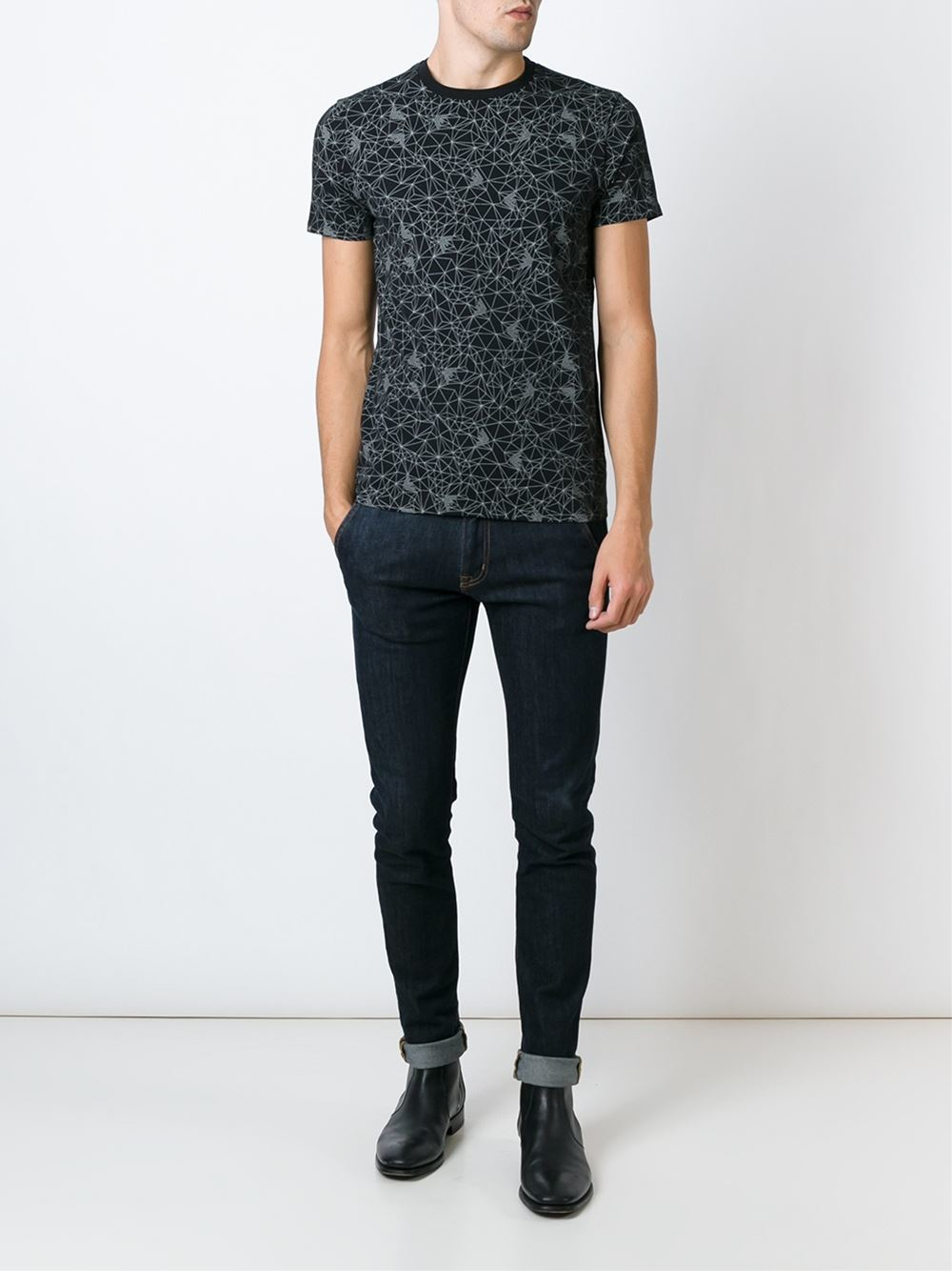 Armani Jeans Geometric Pattern T-shirt in Black for Men | Lyst