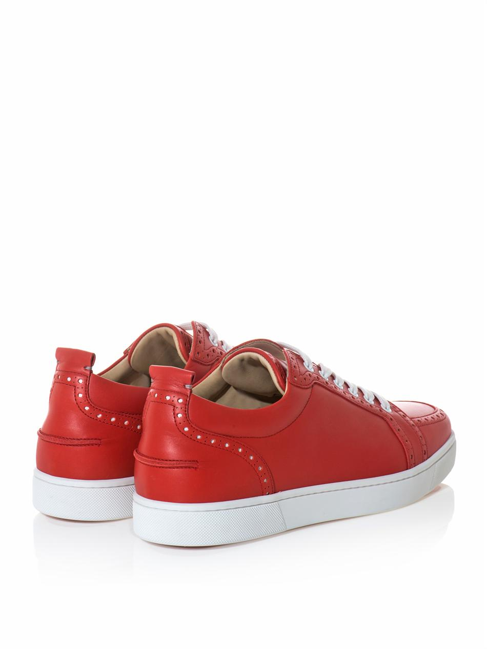 Christian louboutin Fleurilow Leather Trainers in Red for Men | Lyst  