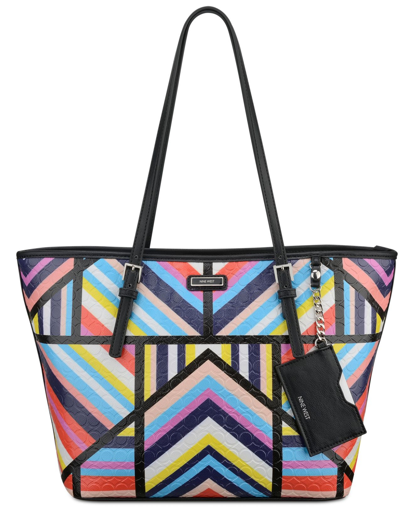 Nine west Ava Solid Color Tote in Multicolor (MULTI/BLACK) | Lyst