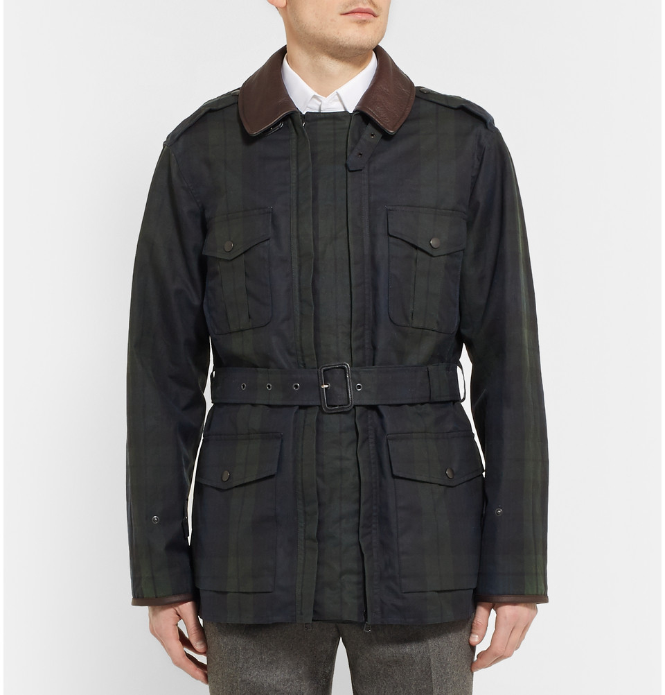 Lyst Kingsman Black Watch WaxedCotton Field Jacket With Leather
