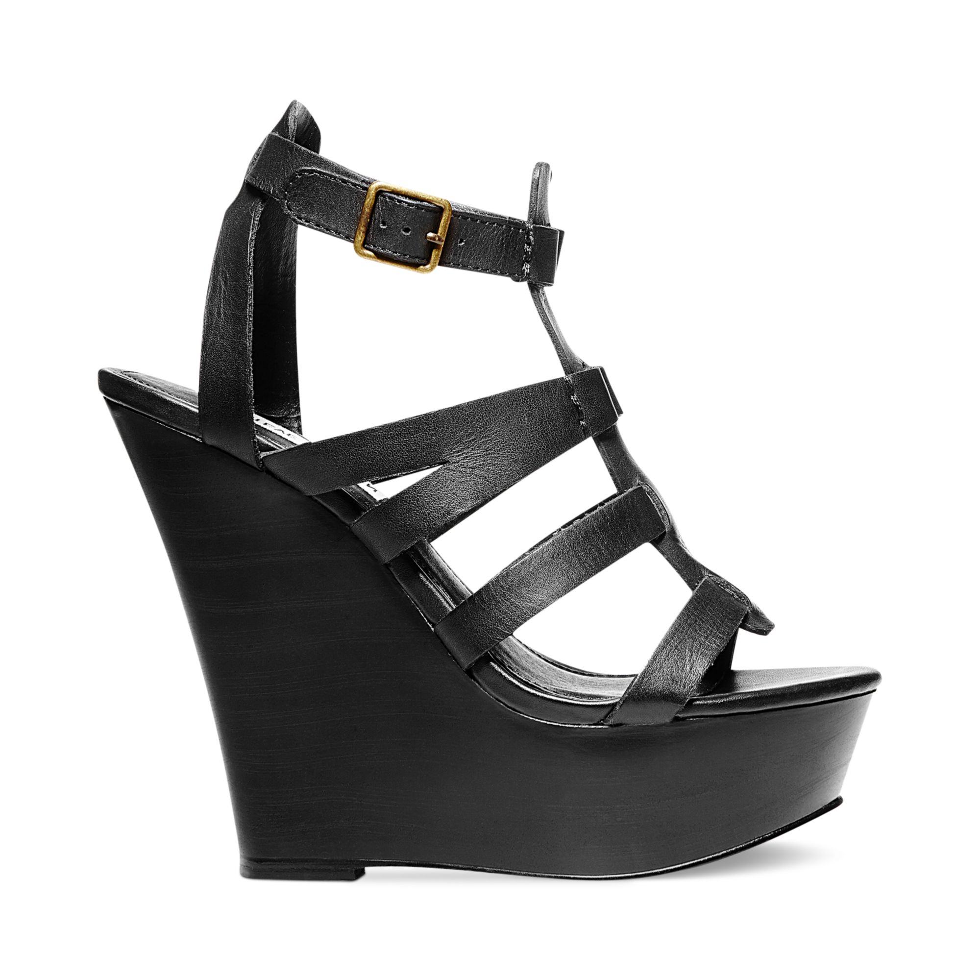 Steve Madden Womens Winslet Caged Platform Wedge Sandals in Black ...