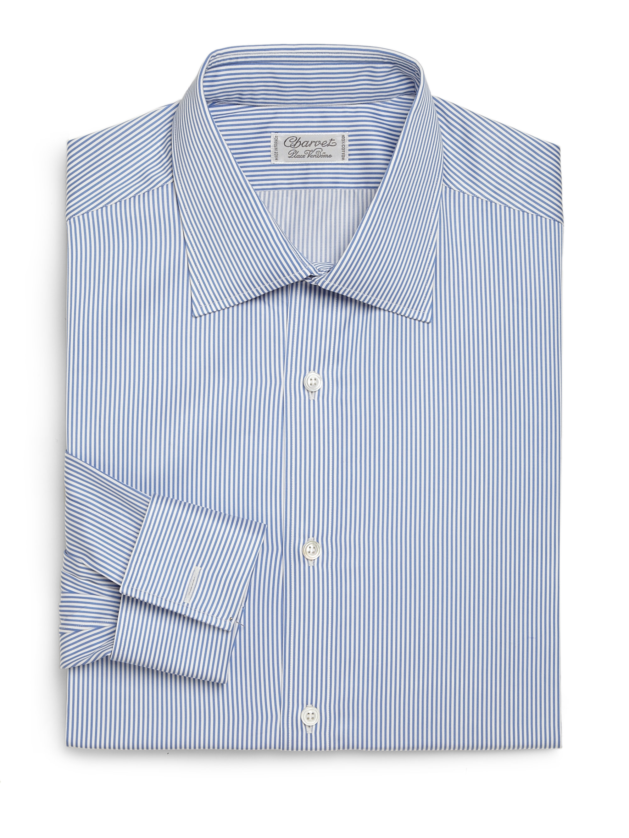 Charvet Striped Cotton Dress Shirt in Blue-White (White) for Men - Lyst