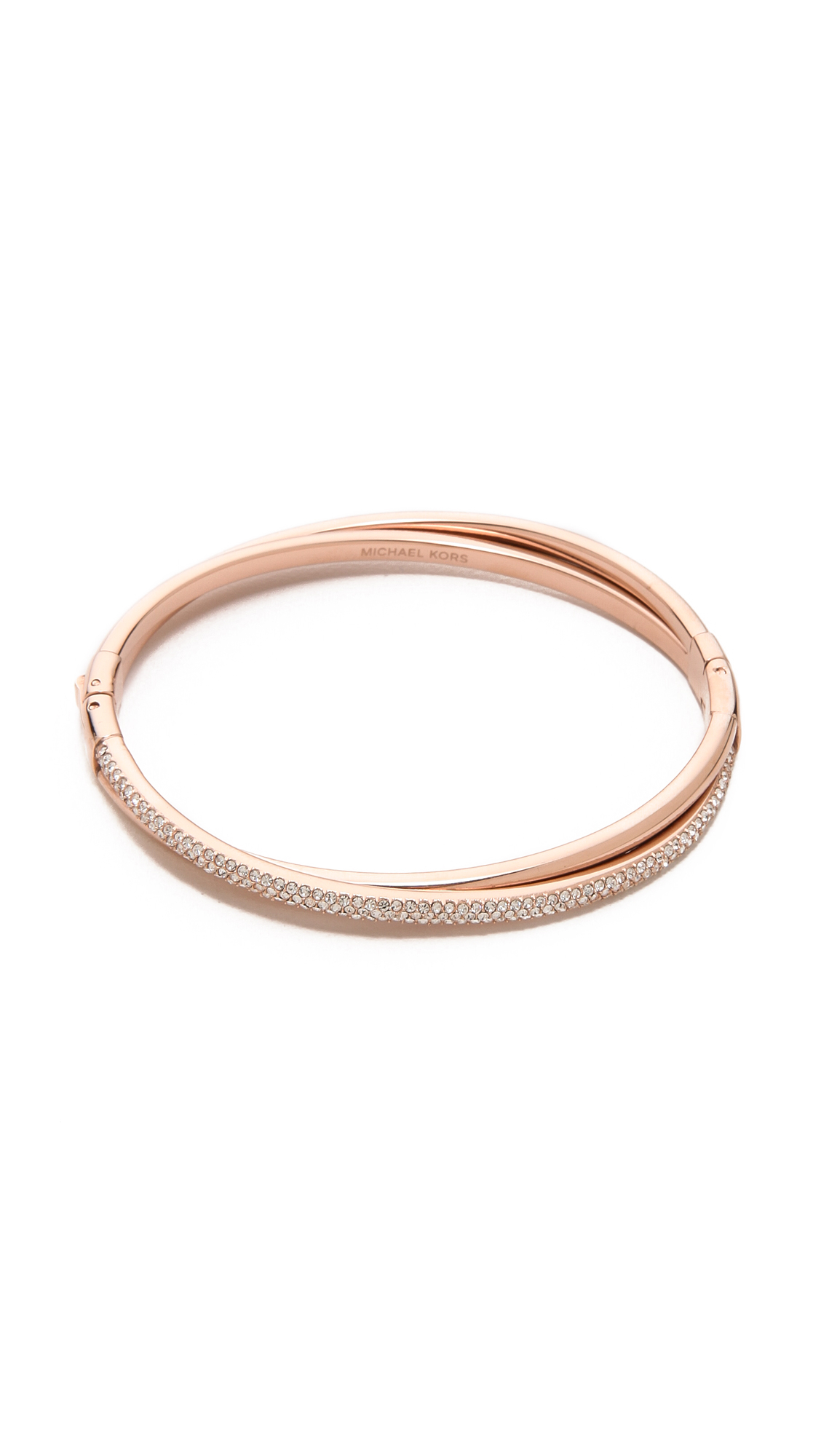 Michael Kors Pave Crisscross Hinge Bracelet in Rose Gold (Metallic 