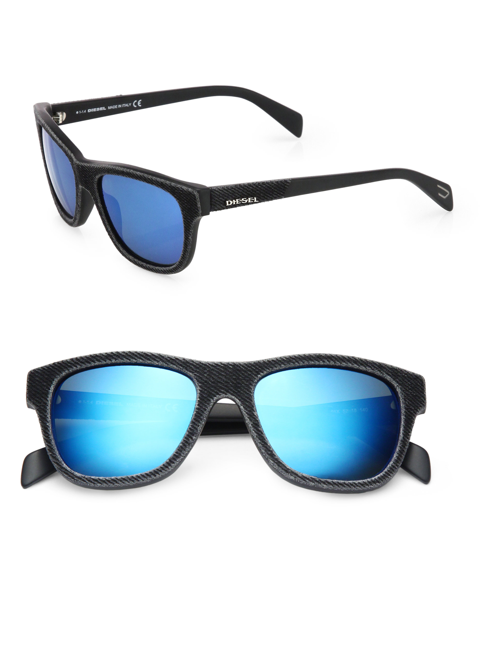 DIESEL 52Mm Denim Wayfarer Sunglasses in BlackBlue (Black) for Men Lyst