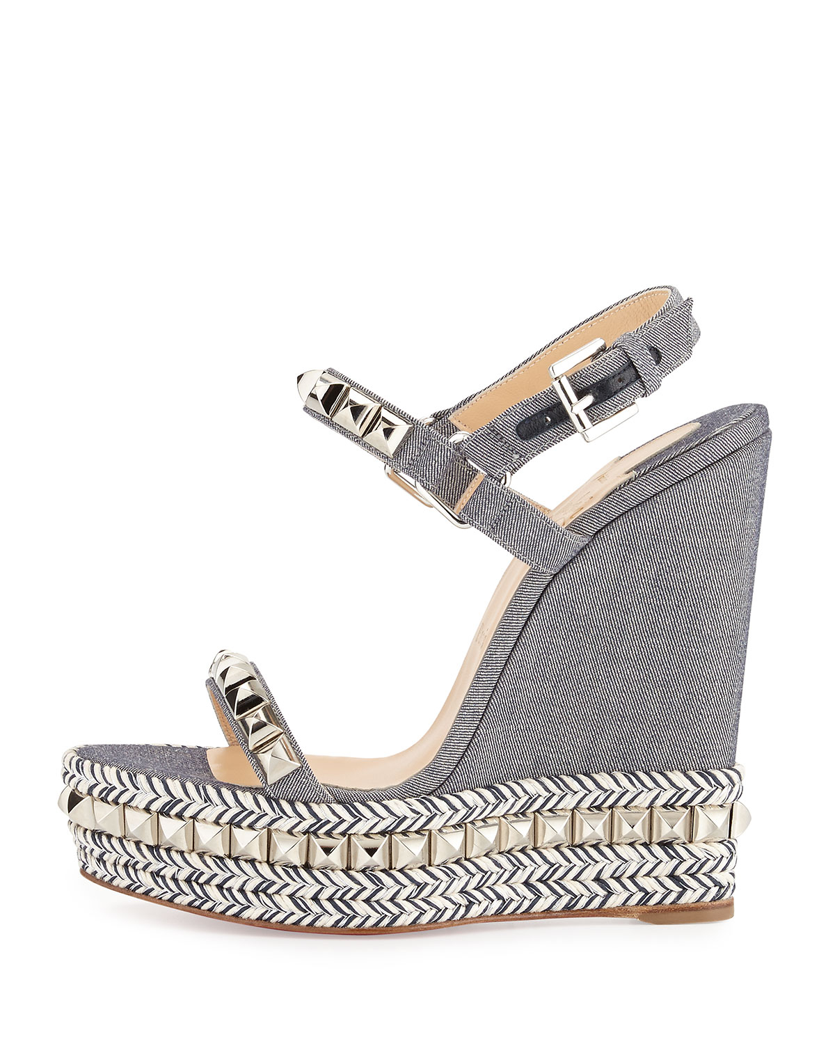 Christian louboutin Cataclou Studded Denim Platform Red Sole ...
