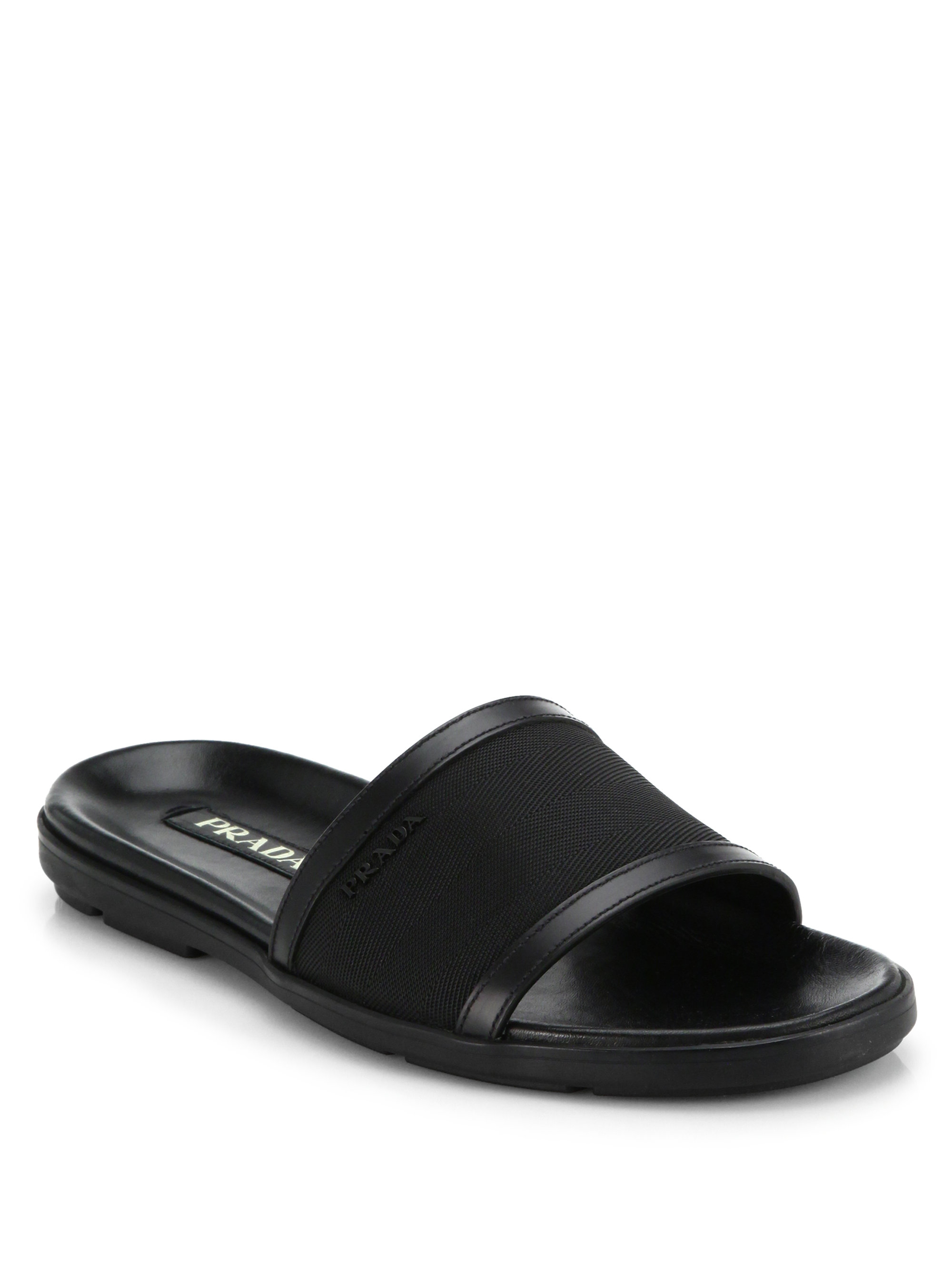 Prada Paneled Slide Sandals in Black for Men | Lyst