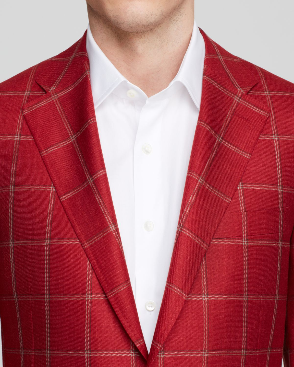 Canali Windowpane Plaid Sport Coat Classic Fit in Red for Men Lyst