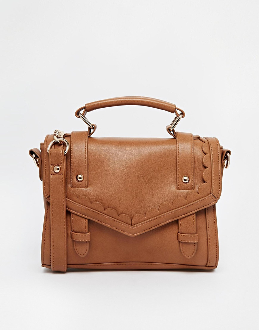 Asos Scallop Trim Satchel Bag in Brown Lyst