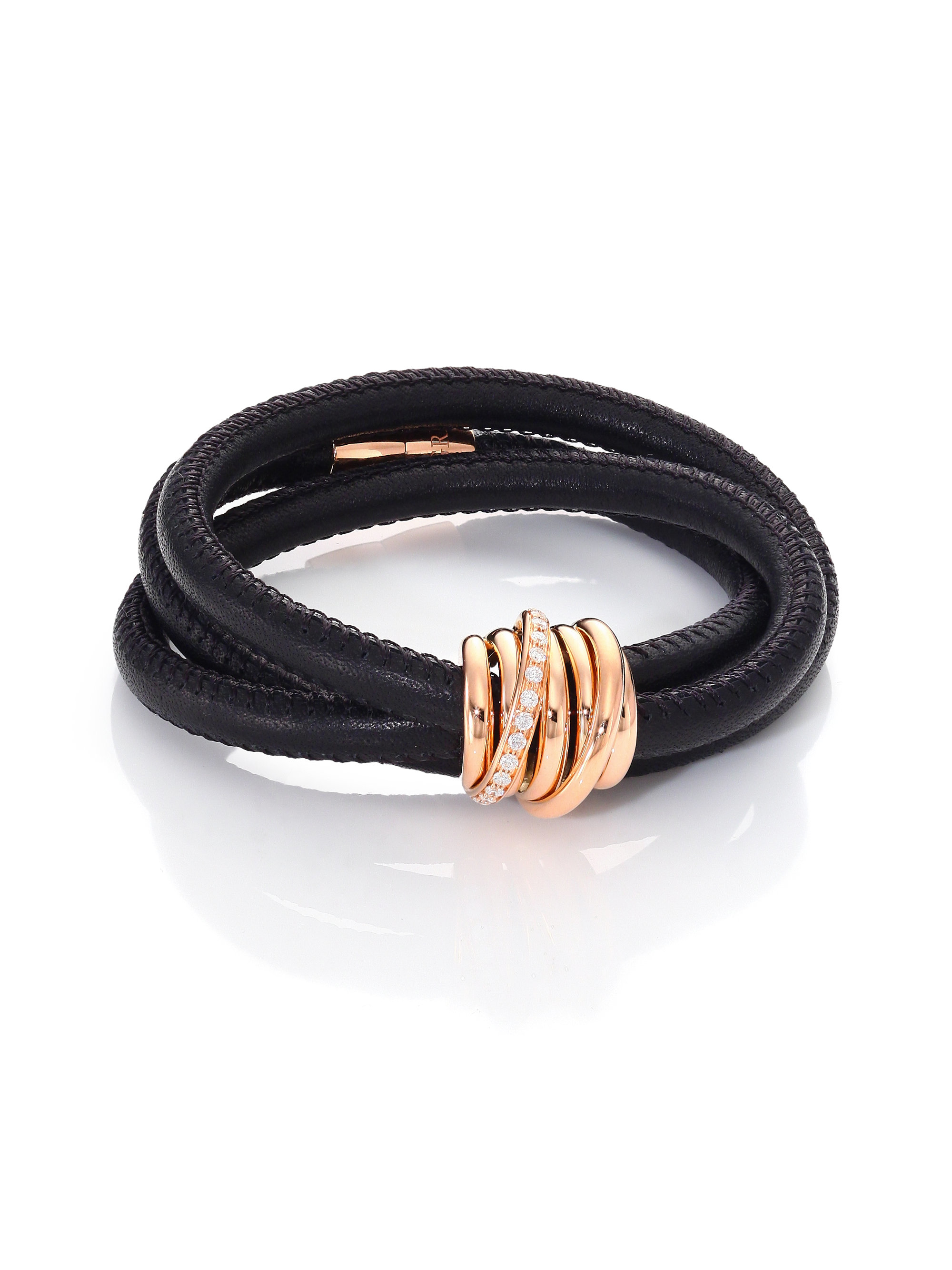De grisogono Allegra Diamond, 18k Rose Gold & Leather Wrap Bracelet ...