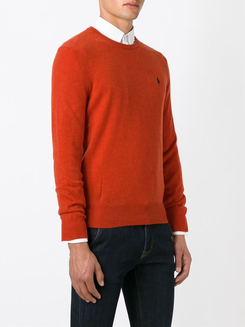 Lyst - Polo Ralph Lauren Logo Embossed Sweater in Orange for Men