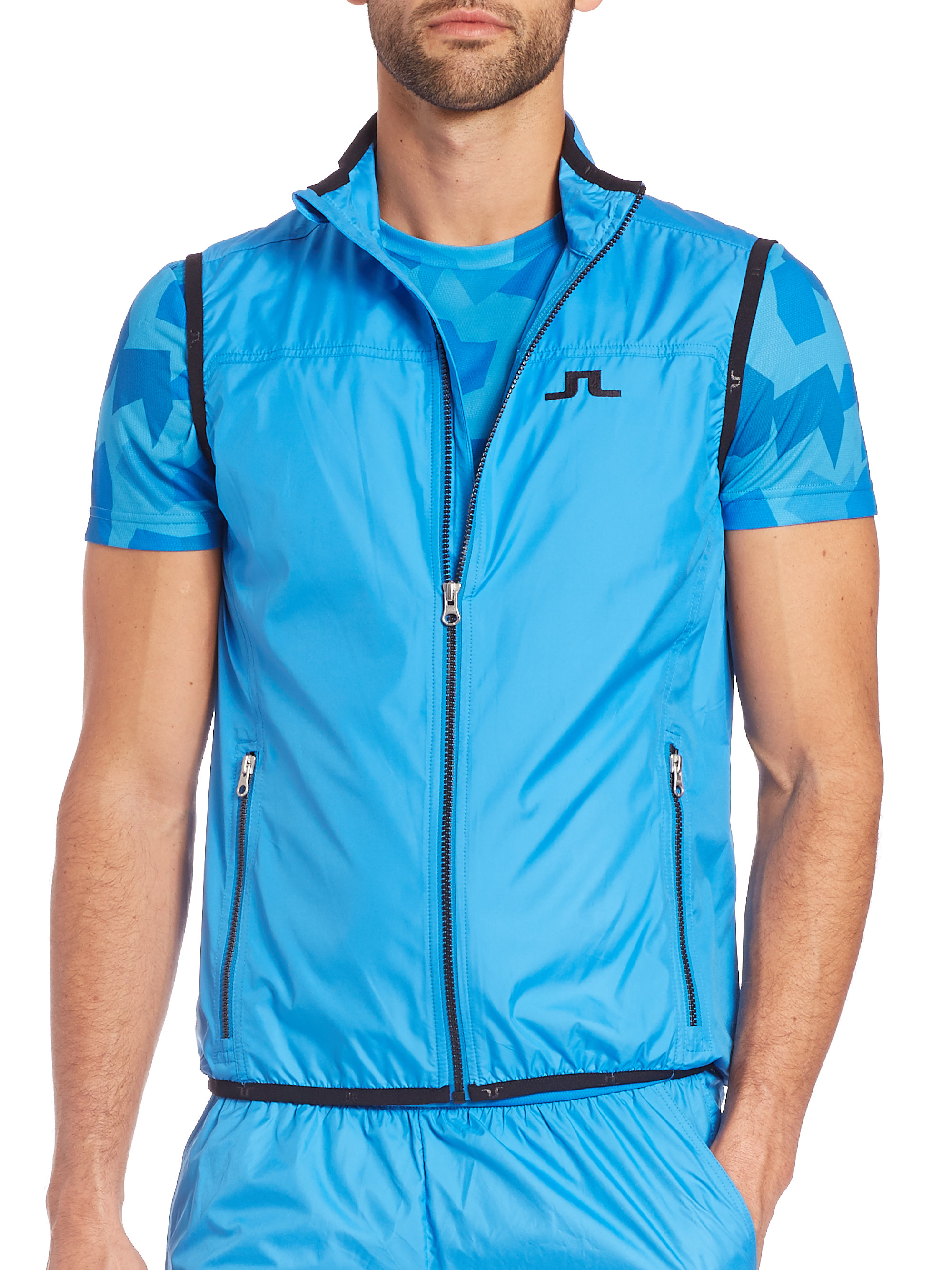 J Lindeberg Zippered Golf Vest In Blue For Men Lyst