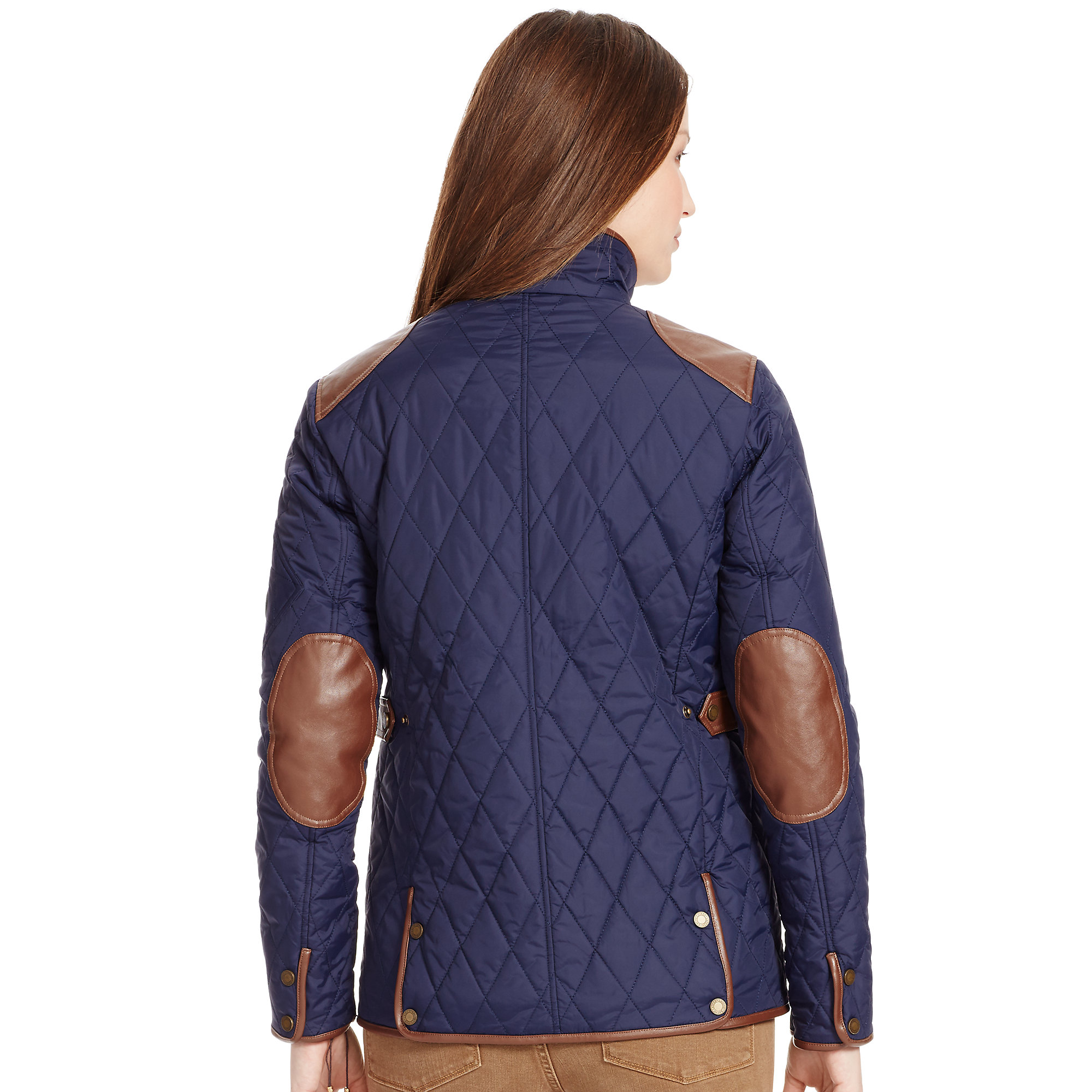 Ralph Lauren Quilted Mockneck Jacket in Blue | Lyst