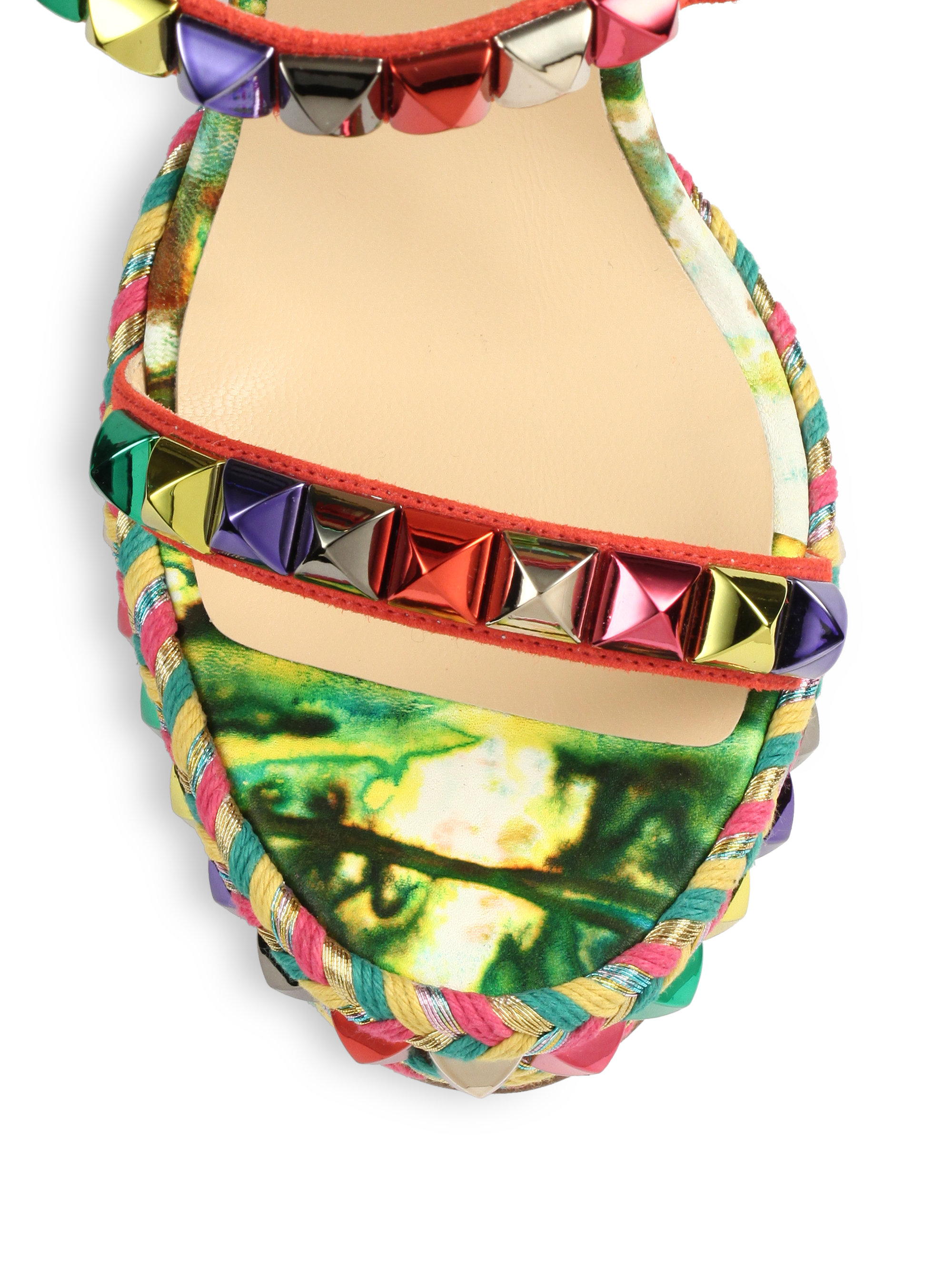 christian louboutin espadrille flats Yellow canvas crown applique ...