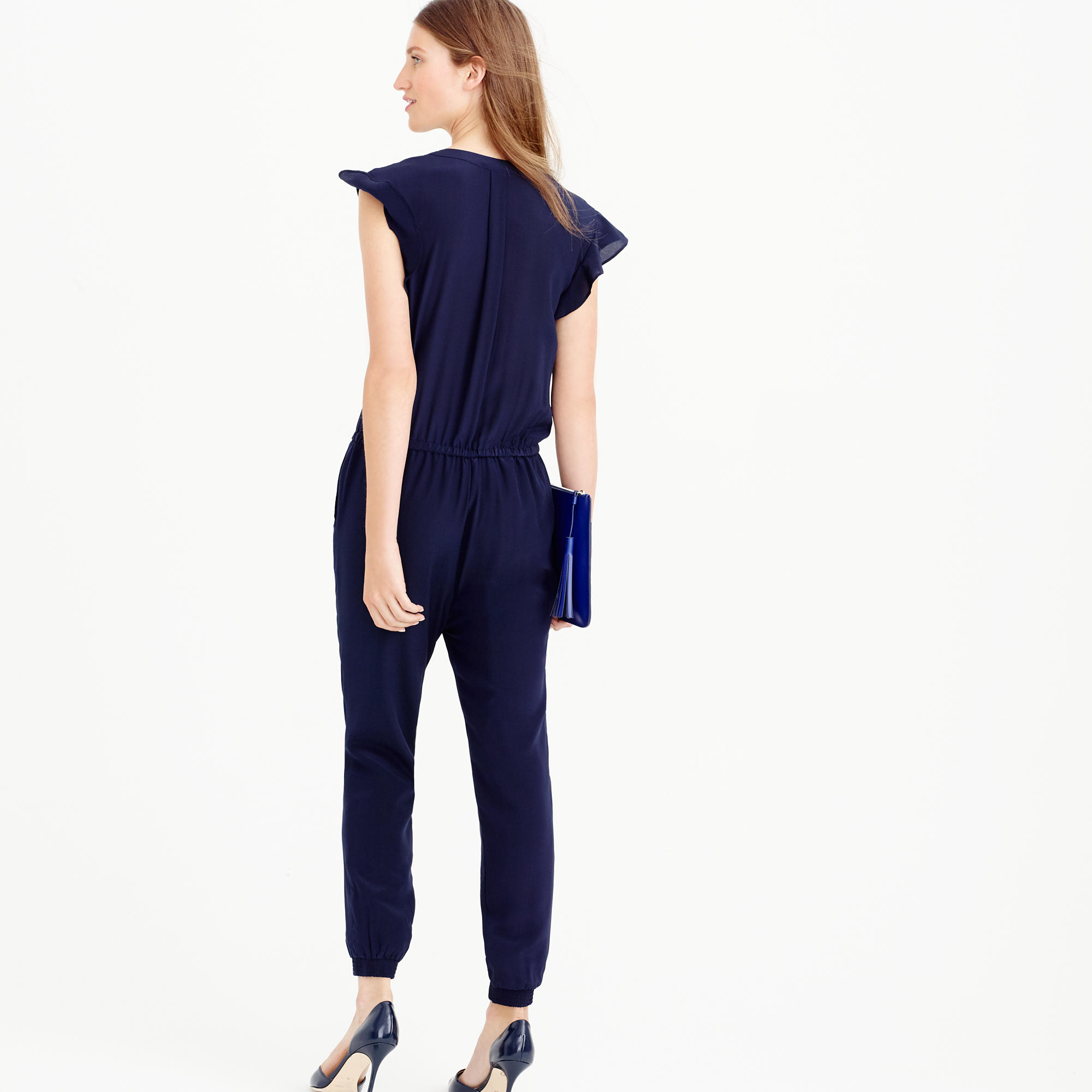Solid Batwing Sleeve Belted Jumpsuit | SHEIN IN