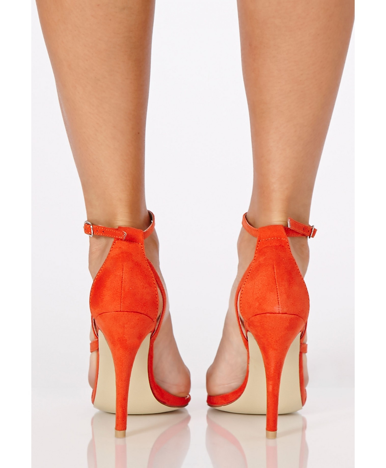 orange suede stilettos