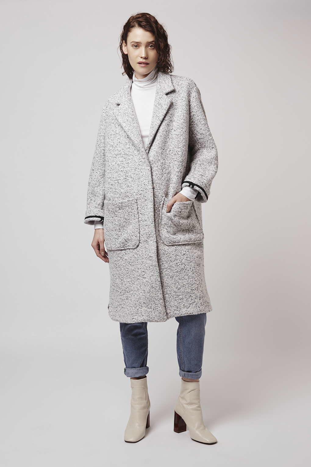 Lyst - Topshop Longline Wool Duster Coat in Gray
