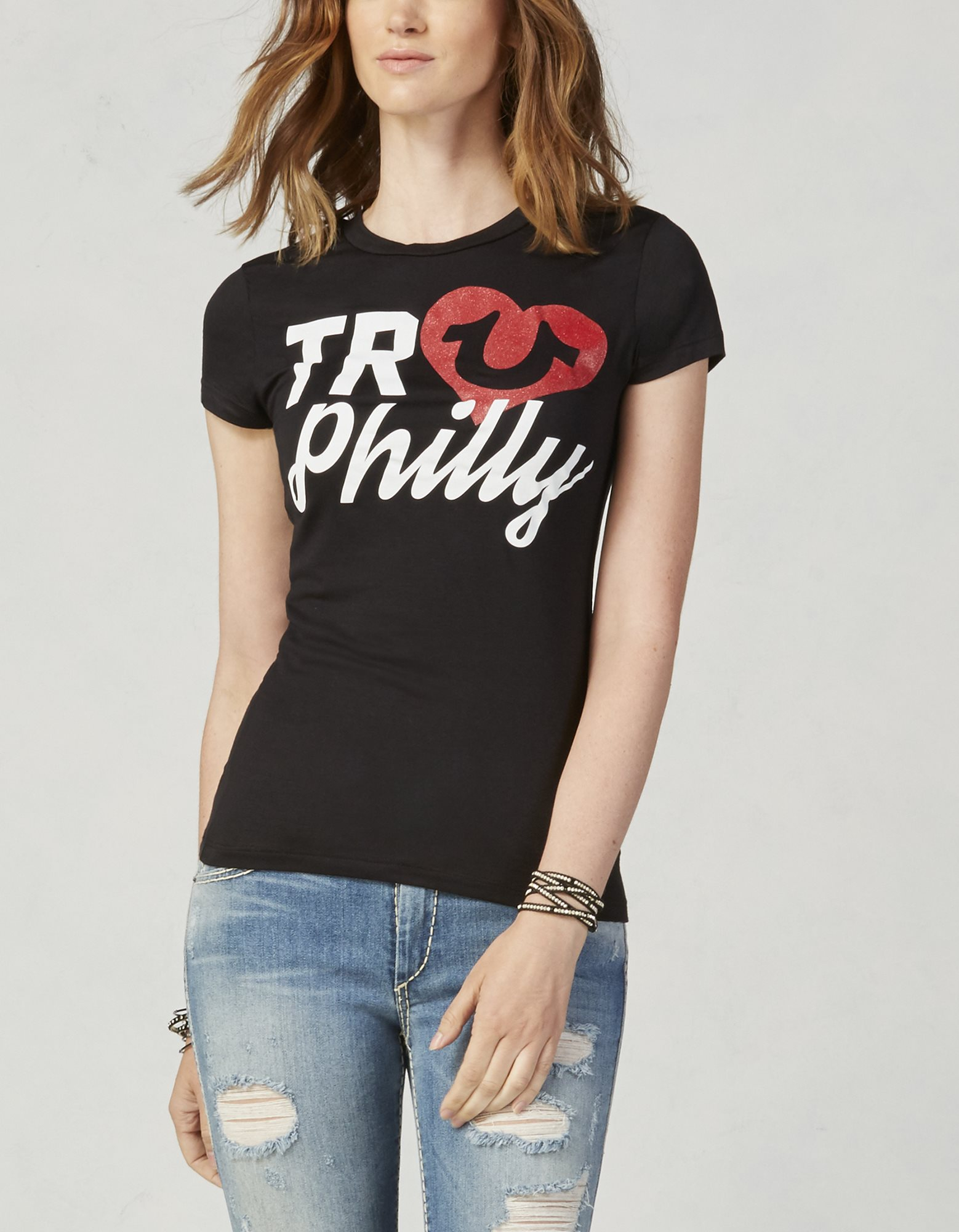 True religion Tr Philly Womens T-Shirt in Black | Lyst