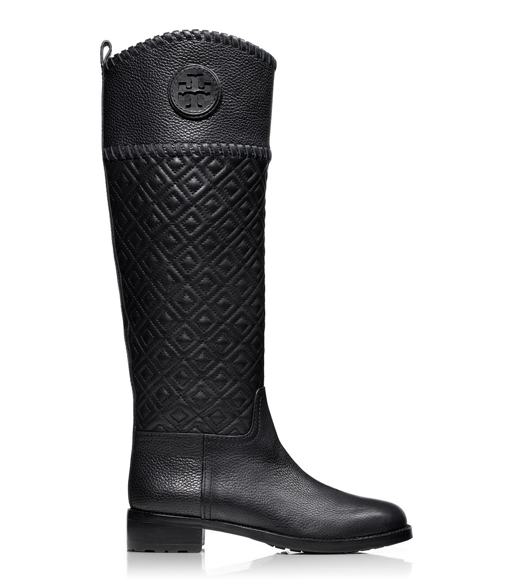 Tory Burch Marion Quilted Riding Boot in Black | Lyst