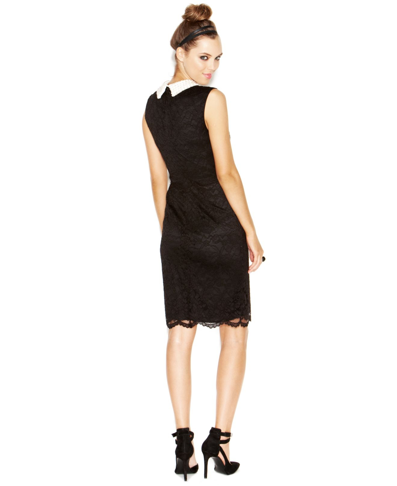 betsey johnson black dress with pearl collar