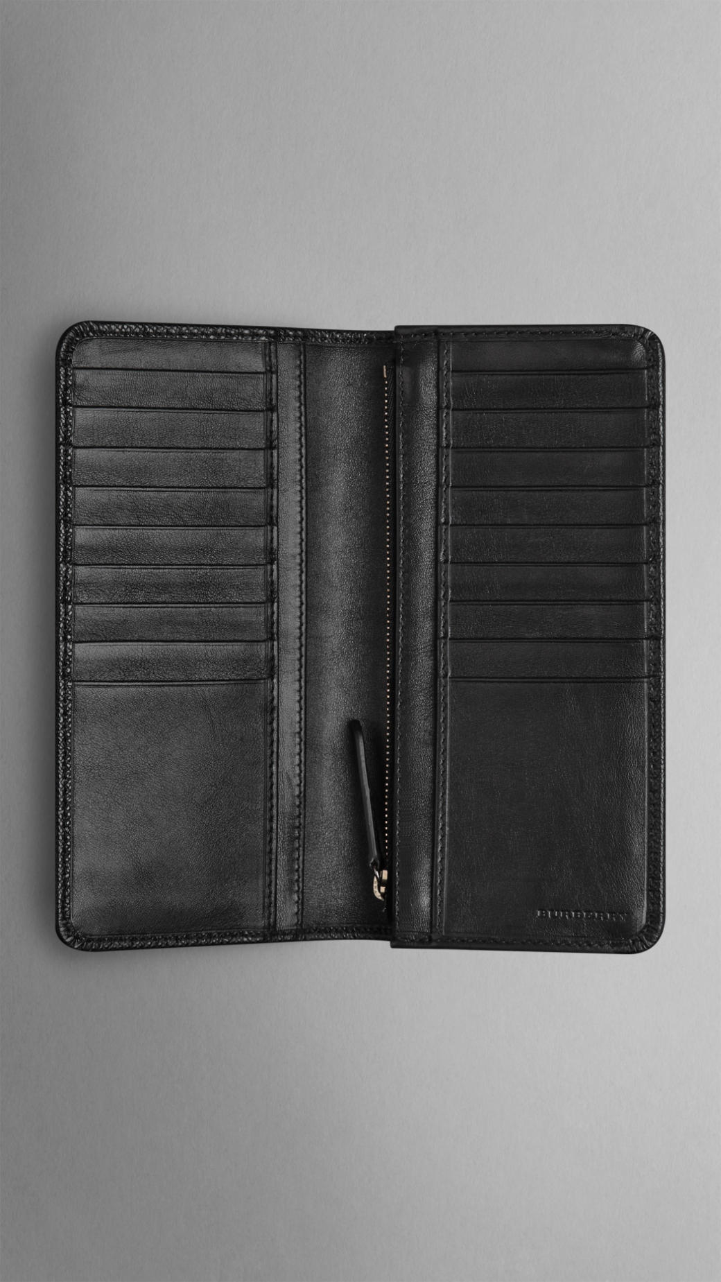 london check and leather continental wallet