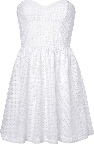 Juicy Couture Eyelet Bustier Dress in White | Lyst