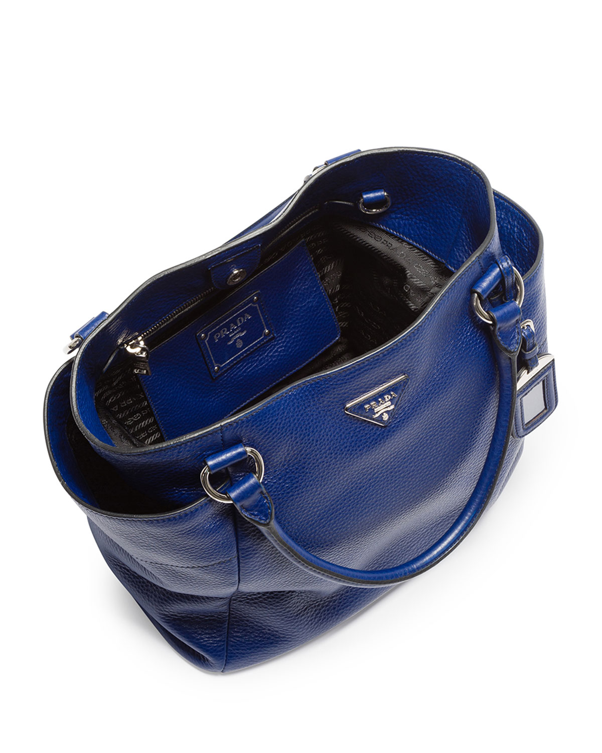 Prada Daino Side-Pocket Tote Bag in Blue (NAVY) | Lyst  