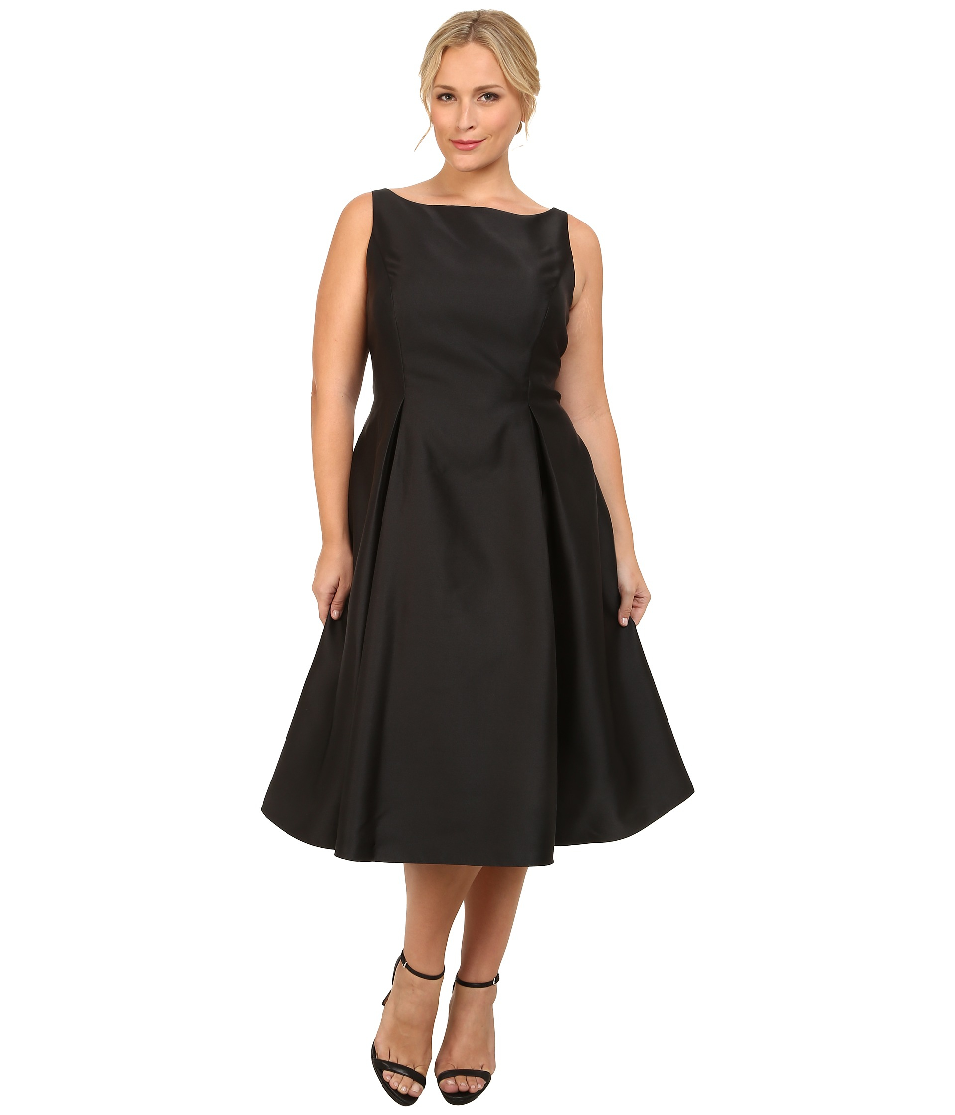 Lyst Adrianna Papell Plus Size Sleeveless Tea Length Dress In Black Gallery