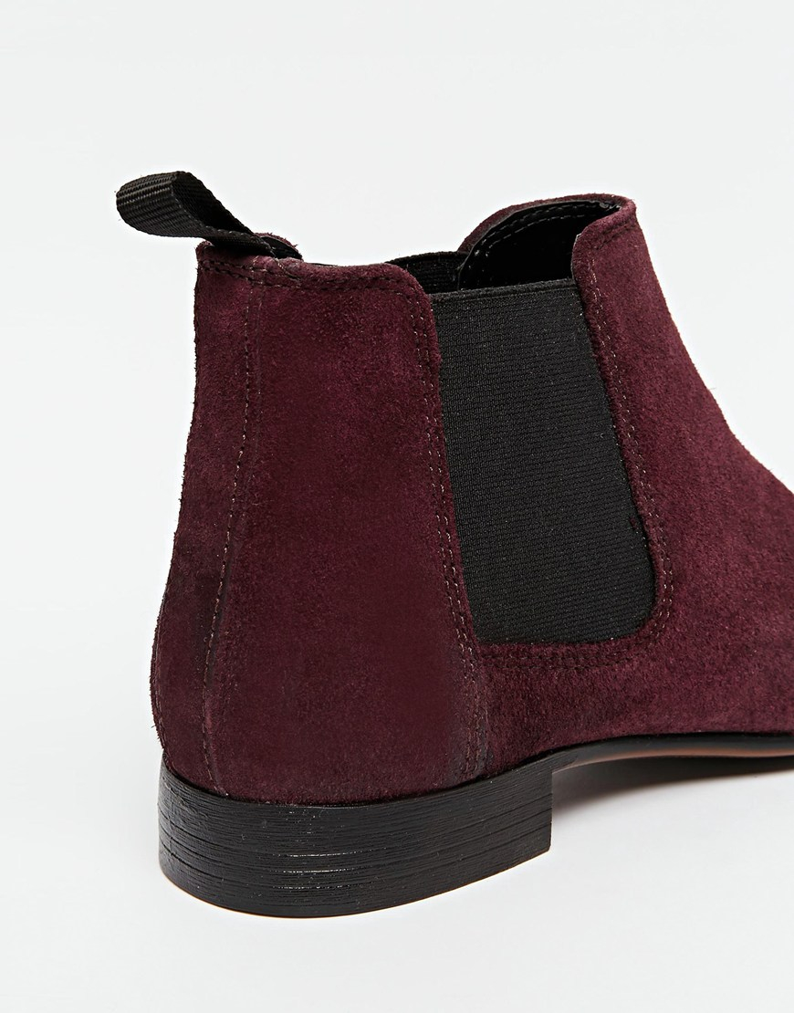 burgundy suede chelsea boots