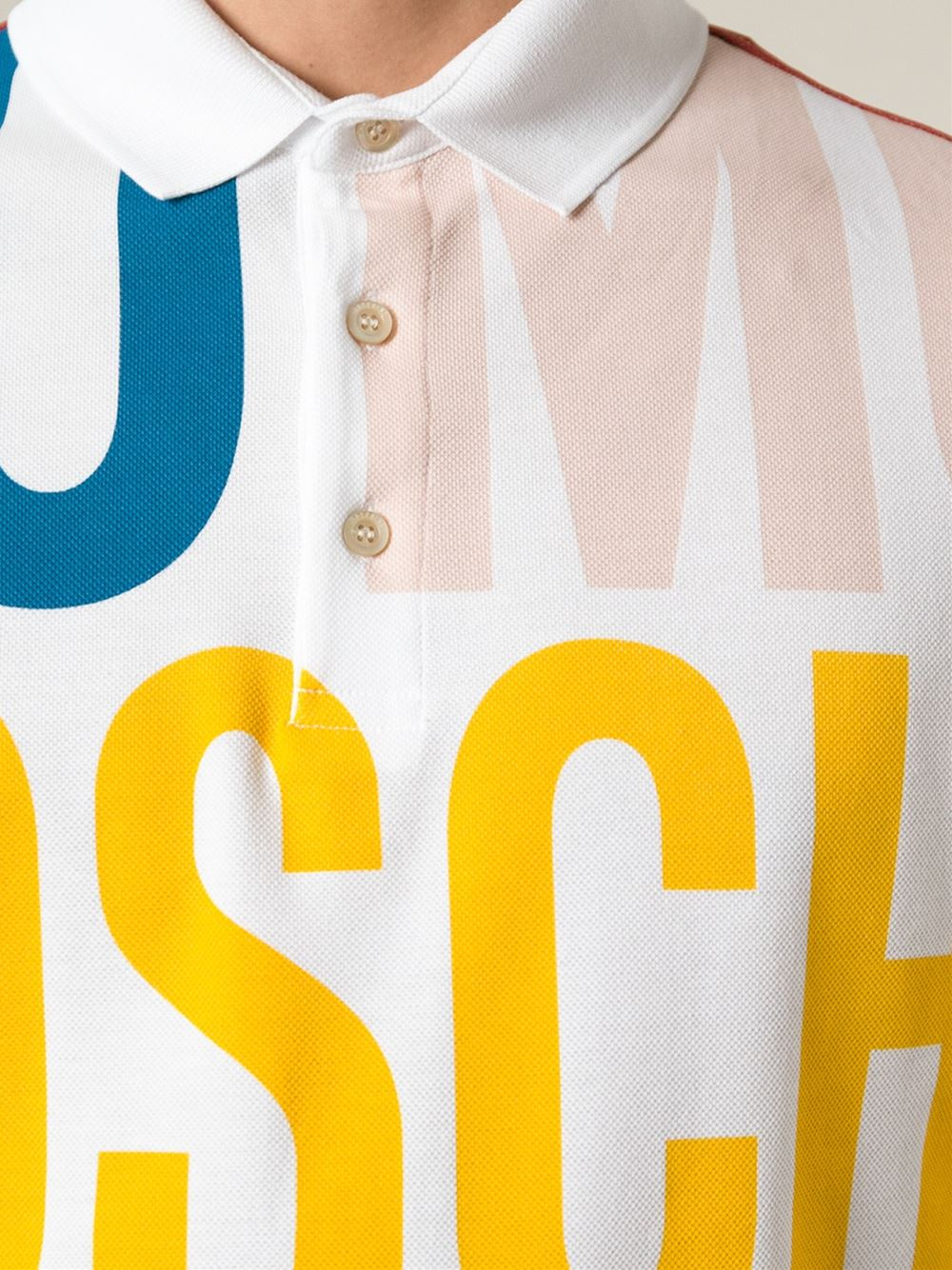 Moschino Logo Print Polo Shirt in White for Men | Lyst
