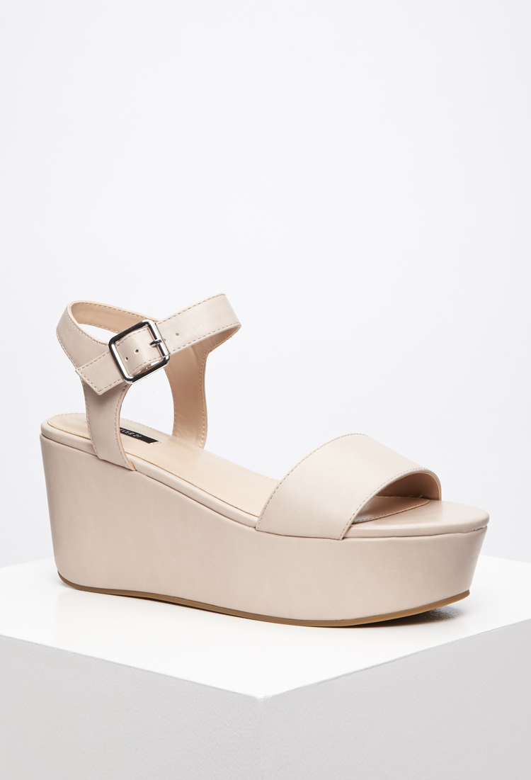 nude flatform sandals