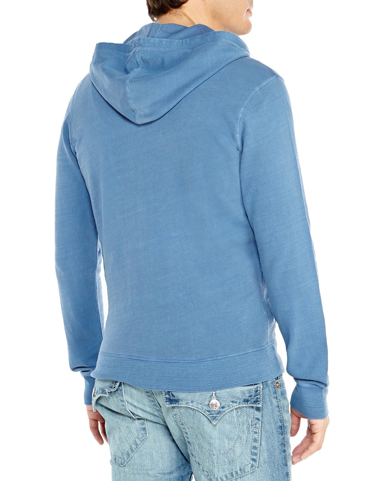 True religion Long Sleeve Zip Hoodie in Blue for Men Lyst