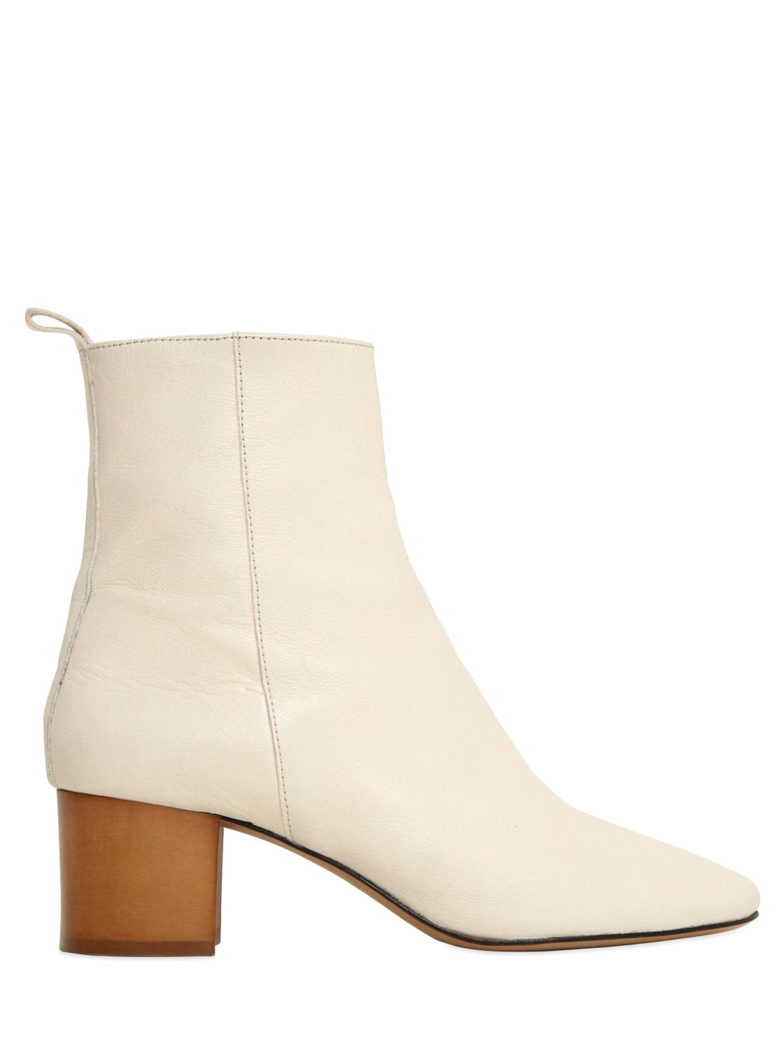 Isabel Marant Etoile 50mm Deyis Leather & Wood Boots in White - Lyst