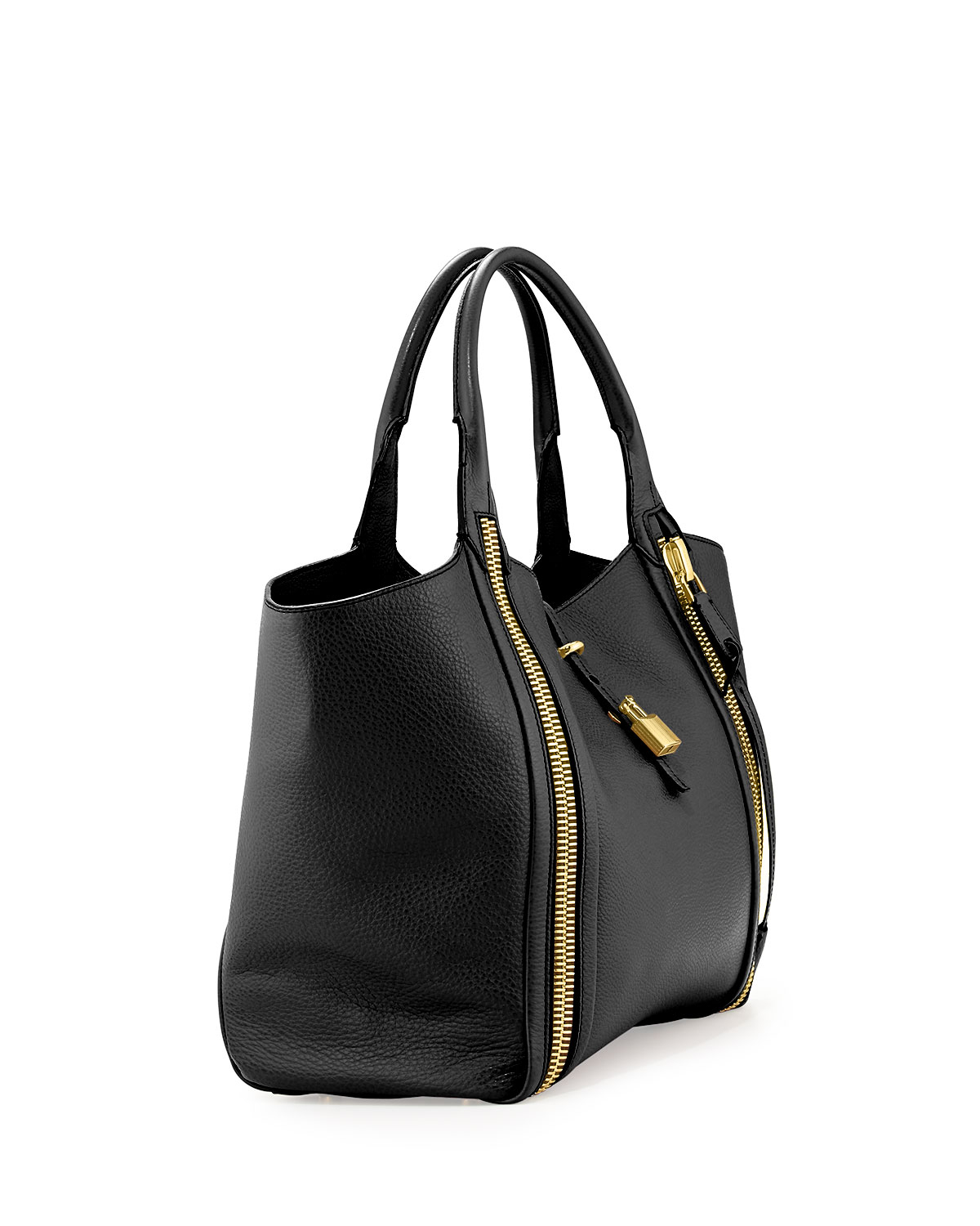 Tom Ford Amber Double-Zip Leather/Suede Tote Bag in Black - Lyst