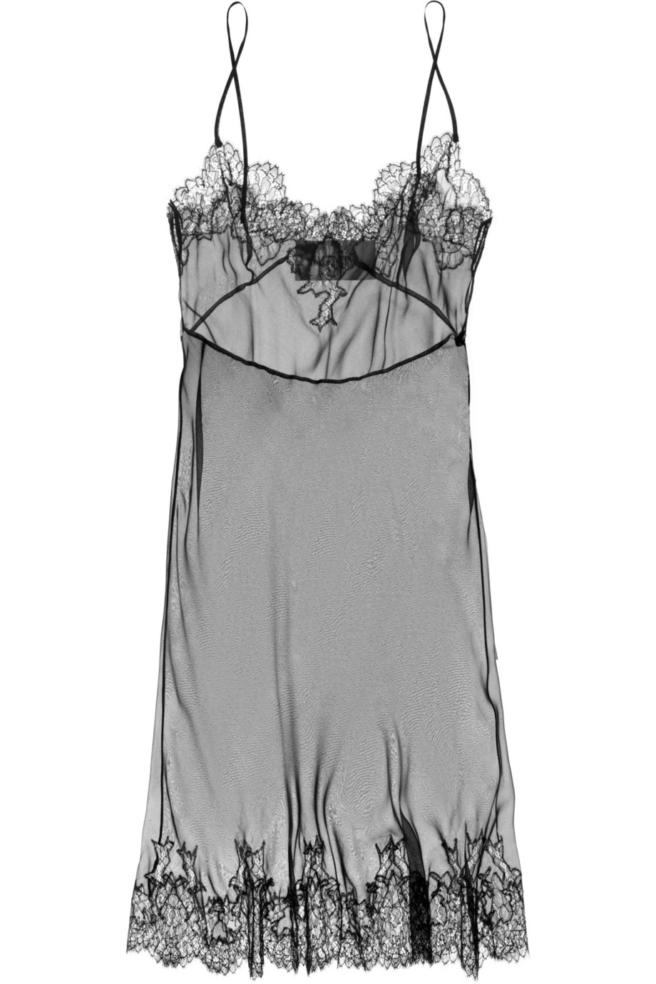 Valentino Lace-Trimmed Silk Chemise in Black - Lyst