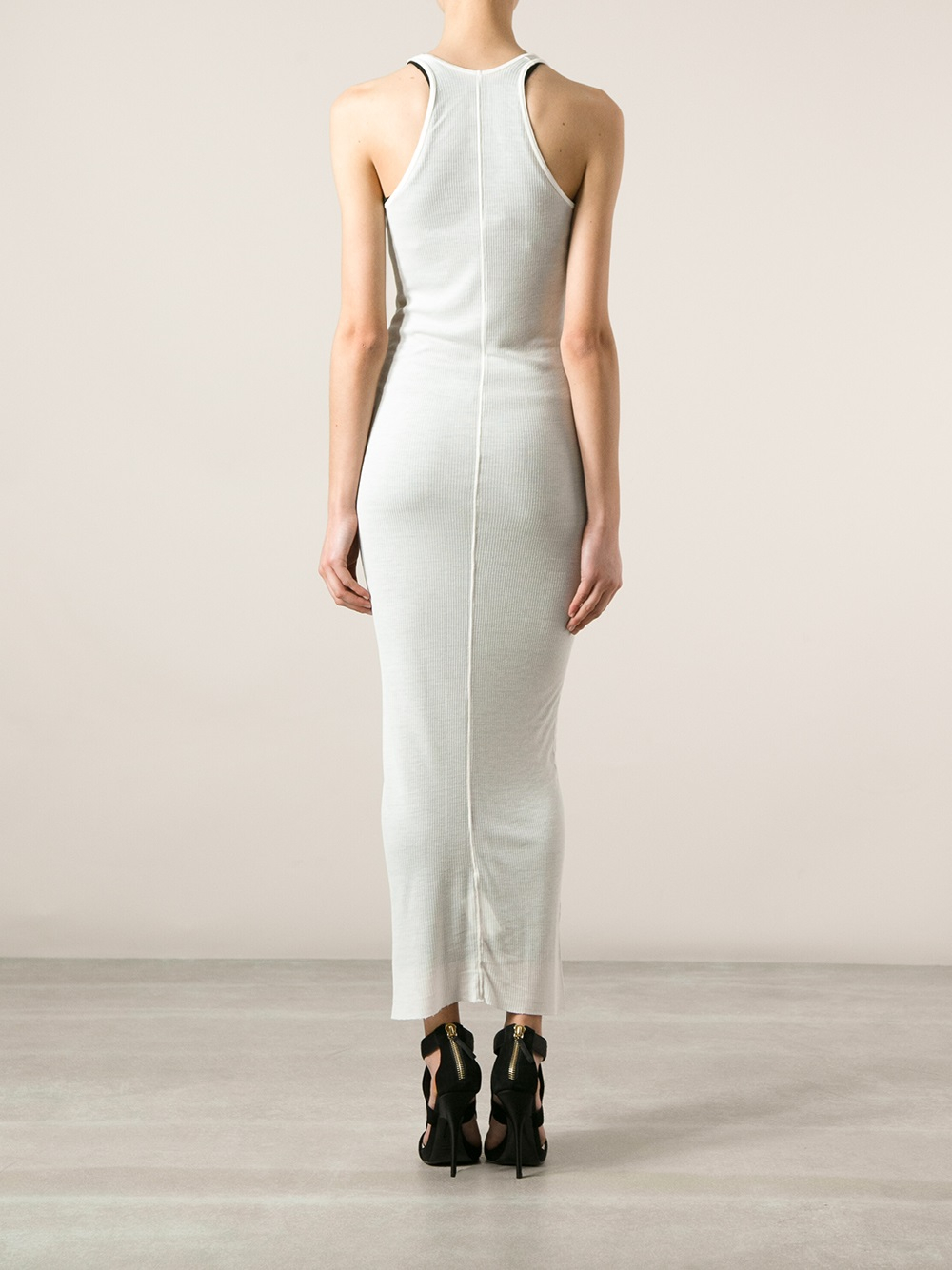 Rick Owens Jersey Tank Dress in White 
