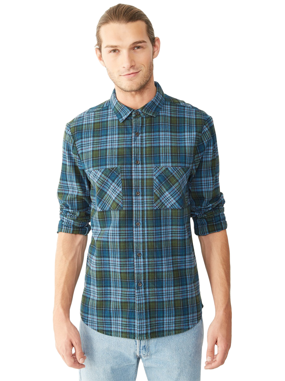 Lyst - Alternative Apparel Flannel Button Up Shirt in Blue for Men