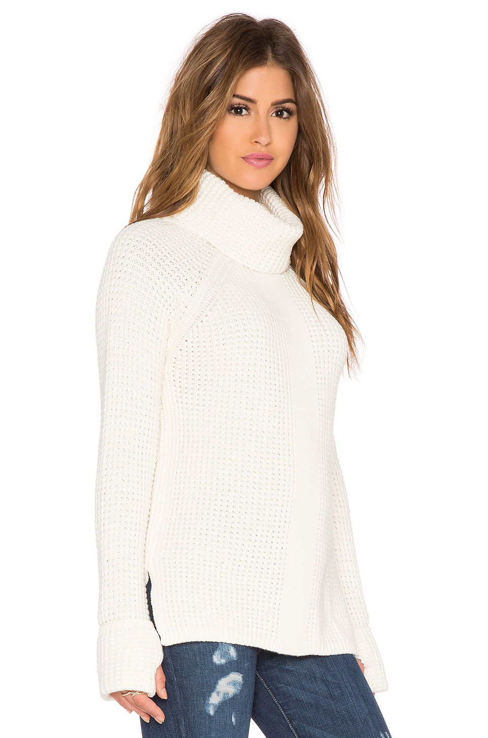 525 America Cotton Thumbhole Loose Turtleneck Sweater  in 
