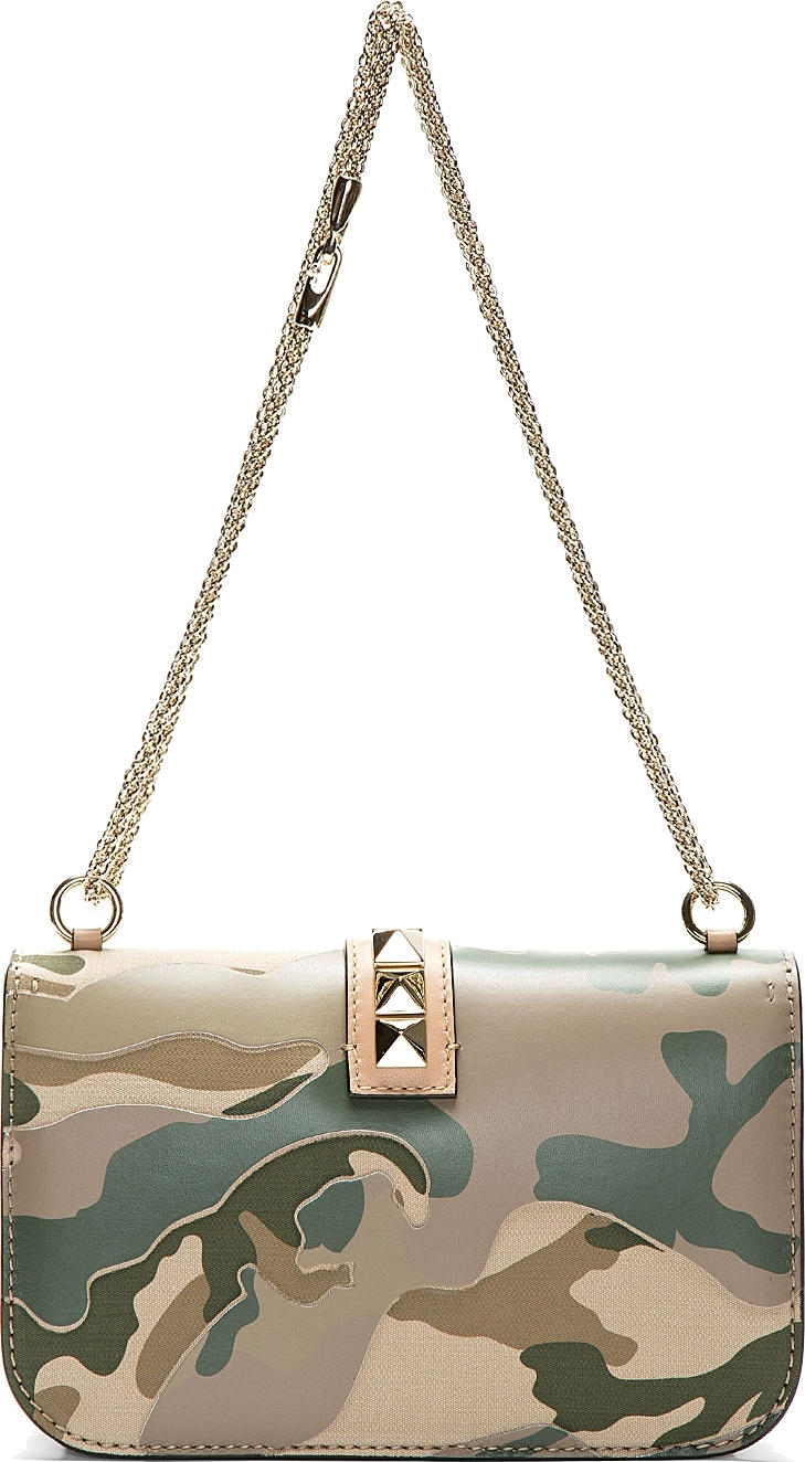 Valentino Khaki Camo Leather and Canvas Shoulder Bag in Green - Lyst