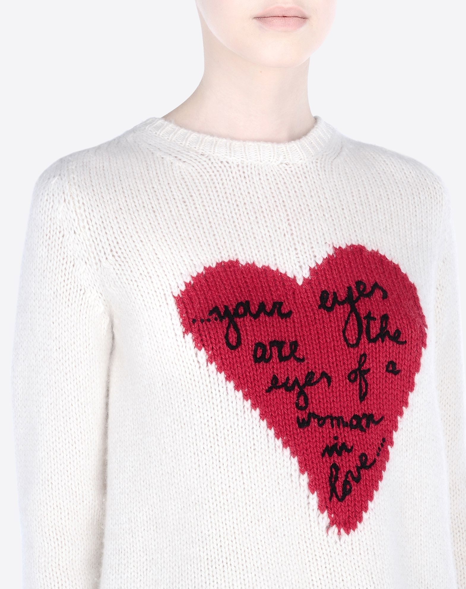 Valentino Heart-intarsia Cashmere Sweater in White | Lyst