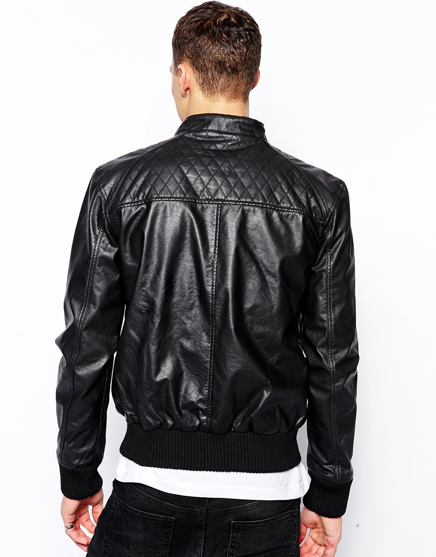 Bench Jacket Faux Leather Biker In Black For Men Lyst